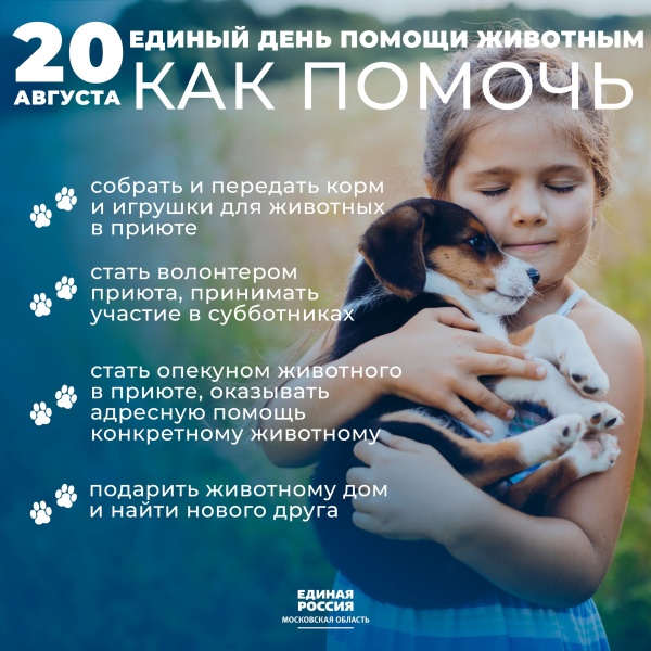 20 августа — единый день помощи животным